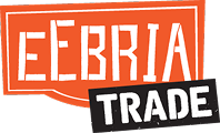 Ebbria Trade logo with orange and black design